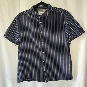 LARSSON & Co Scandinavia Men's Striped Shirt Large Short Sleeve Button Up Blue